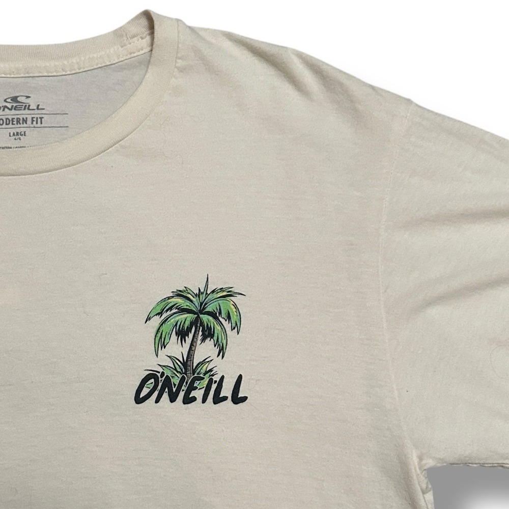 O'Neill Men's Large Cream Surf Graphic Tee Trippin T-Shirt Surfcore Beachcore - Picture 3 of 7